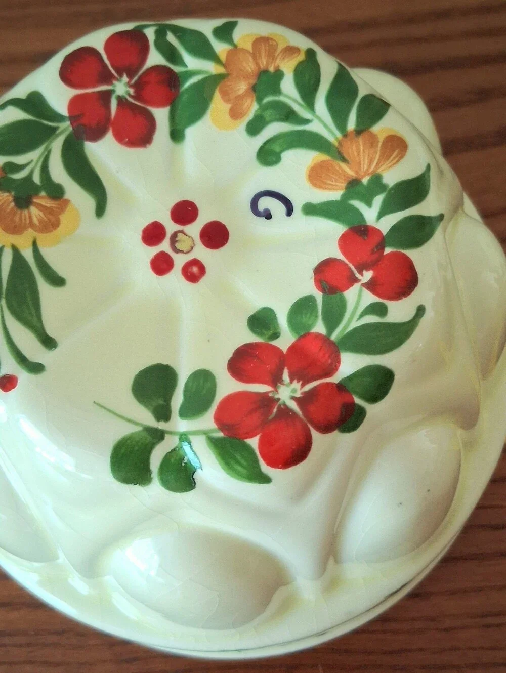 Vintage Set 1970s Teleflora Jello-Mold Floral Planters Hand Painted In Portugal